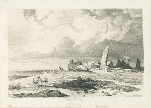 Biddulph Moor - &39;The Bridestones&39;: esboço a tinta de Thomas Peploe Wood