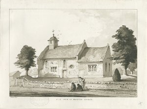 Blurton Church: desenho em sépia de Thomas Peploe Wood