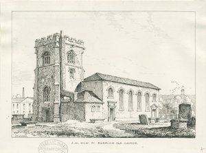 Burslem - Igreja de São João: desenho a caneta de Thomas Peploe Wood