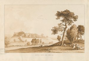 Castelo de Chartley: desenho em sépia, 1837 de Thomas Peploe Wood