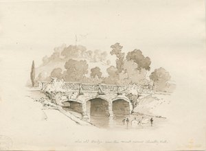 Chartley Hall: esboço de caneta e lavagem, 1837 de Thomas Peploe Wood