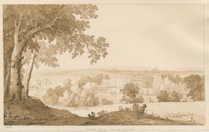 Chartley Hall: desenho sépia, 1837 de Thomas Peploe Wood