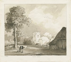 Igreja Colton: desenho em sépia de Thomas Peploe Wood