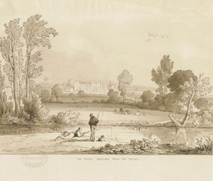 Colwich - The Mount Nunnery: desenho em sépia, 1837 de Thomas Peploe Wood