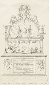 Colwich - Monumento Wolseley: desenho a caneta de Thomas Peploe Wood