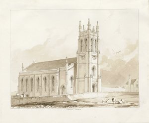 Igreja Coseley: desenho em sépia, nd [1841] de Thomas Peploe Wood