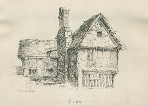Eccleshall - Biana Hall: desenho a bico de pena, 1833 de Thomas Peploe Wood