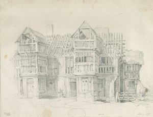 Eccleshall - Biana Hall: desenho a lápis, 1835 de Thomas Peploe Wood