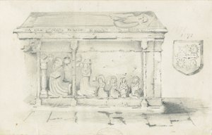 Igreja Eccleshall - Tumba do Bispo Bentham: desenho a lápis, nd [1817-1845] de Thomas Peploe Wood