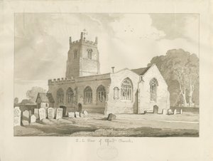 Igreja de Elford: desenho em sépia, 1837 de Thomas Peploe Wood