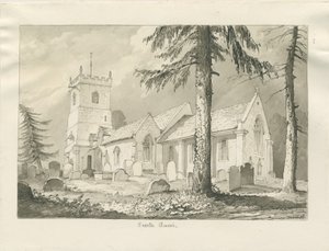 Igreja Enville: desenho sépia, 1837 de Thomas Peploe Wood