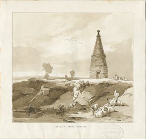 Forton - Obelisco: desenho de lavagem de Thomas Peploe Wood
