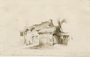 Fradswell - Chalé em Heath: desenho a lápis e lavagem