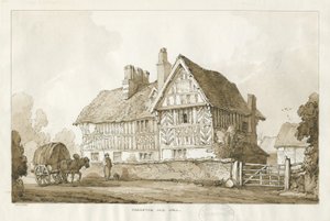 Haughton - Old Hall: desenho em sépia, 1838 de Thomas Peploe Wood