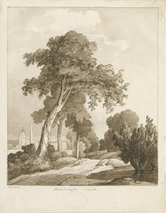 Igreja de Marchington: desenho em sépia, 1836 de Thomas Peploe Wood