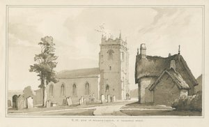 Milwich Church e Parsonage House: desenho de caneta e lavagem, sd [ 1838] (desenho) de Thomas Peploe Wood