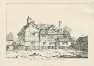 Newborough Hall: desenho a caneta, 1836 de Thomas Peploe Wood