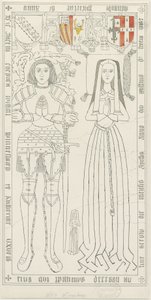 Igreja Penkridge - Tumba de William Wynnesbury: desenho a caneta e tinta, nd [1842-1845] (desenho) de Thomas Peploe Wood