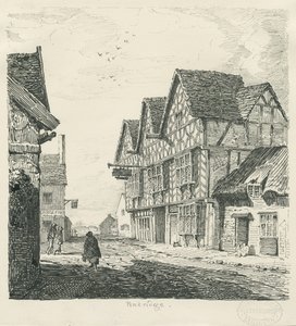 Penkridge Town - Old House: desenho a caneta e tinta de Thomas Peploe Wood