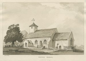 Igreja de Ranton: desenho em sépia de Thomas Peploe Wood