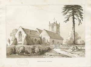 Igreja de Sheriffhales: desenho em sépia, nd [ 1838] (desenho) de Thomas Peploe Wood