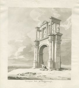 Shugborough - Arco do Triunfo: desenho em sépia, 1836 de Thomas Peploe Wood