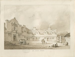 Stafford - Alms Houses: desenho sépia, sd [1837] (desenho) de Thomas Peploe Wood