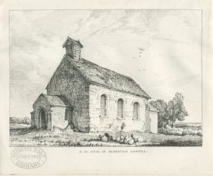 Stafford - Marston Chapel: desenho a bico de pena de Thomas Peploe Wood