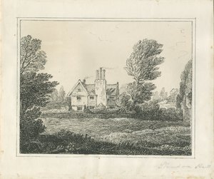 Standon Hall: desenho a caneta e tinta, sd [ Meados do séc. XIX] (desenho) de Thomas Peploe Wood