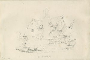 Standon Hall: desenho a lápis, 25 de fevereiro de 1839 de Thomas Peploe Wood