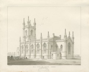 Igreja de Stoke-upon-Trent [Nova]: desenho em sépia de Thomas Peploe Wood