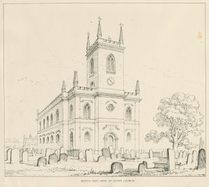 Igreja de pedra: desenho a caneta e tinta de Thomas Peploe Wood