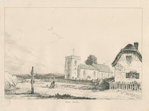 Igreja de Stowe: desenho a caneta e tinta de Thomas Peploe Wood