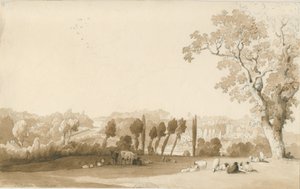 Tettenhall - Vista distante do sudeste: desenho a lápis e lavagem, 30 de agosto de 1837 de Thomas Peploe Wood