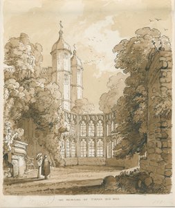 Tixall Hall: desenho de caneta e lavagem, 1838 de Thomas Peploe Wood