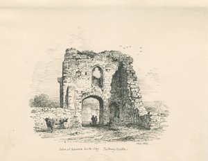 Castelo de Tutbury - John of Gaunt "s Gateway: desenho a caneta e tinta, 1839