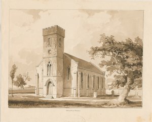 Walsall Wood Church: desenho sépia, nd [1817-1845] (desenho) de Thomas Peploe Wood