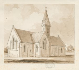 Igreja Walton-on-the-Hill [Novo]: desenho a caneta e lavagem de Thomas Peploe Wood