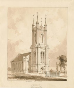 West Bromwich Church [Nova]: desenho em sépia de Thomas Peploe Wood