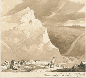 Wetton - "Thor" s House Tor ": desenho a caneta e lavagem, sd [ 1838] de Thomas Peploe Wood