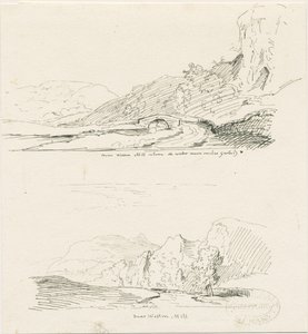 Wetton Mill: desenho a caneta e tinta, nd [1817-1845] de Thomas Peploe Wood