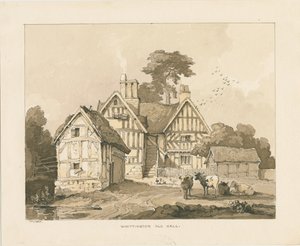 Whittington Hall: desenho a caneta e lavagem de Thomas Peploe Wood