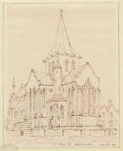 Wolverhampton - Igreja de Santa Maria: desenho a caneta, sd [ Meados do século XIX] de Thomas Peploe Wood