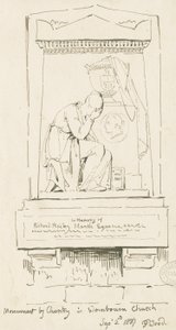 Igreja de Wombourne - Monumento a Richard Bailey Marsh: desenho a caneta e sépia, 2 de setembro de 1837 (desenho) de Thomas Peploe Wood