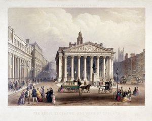 Royal Exchange e o Banco da Inglaterra à esquerda, Londres, 1851