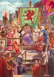 Rhys ap Gruffydd presidindo ao primeiro Eisteddfod, Castelo de Cardigan, País de Gales de Thomas Prytherch