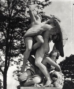 Saturno abduzindo Cibele, alegoria da Terra, c.1675-80, fotografado no Jardin des Tuileries, Paris, por Adolphe Giraudon (1849-1929) (mármore) (foto p - b) de Thomas Regnaudin