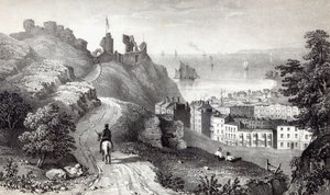 Castelo de Hastings da plantação do Revd W. Wallinger, gravada por R. Martin de Thomas Ross