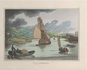 Fowey, Cornwall, de Sketches from Nature, 1822., 1822. Criadores: Thomas Rowlandson, Joseph Constantine Stadler. de ThomasThomas Rowlandson, Joseph Constantine Stadler Thomas Rowlandson, Joseph Constantine Stadler