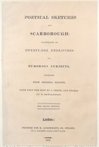 Página de título, de Poetical Sketches of Scarborough, 1813., 1813. Criadores: Thomas Rowlandson, Joseph Constantine Stadler, J. Bluck. de Thomas Rowlandson, Joseph Constantine Stadler, J. Bluck